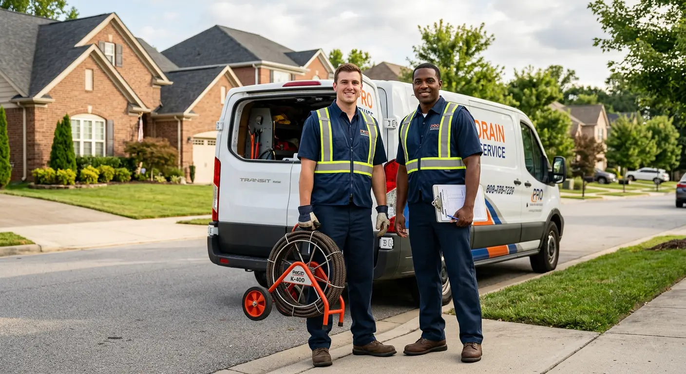 Sewer and drain service team with equipment ready for work in Alpine